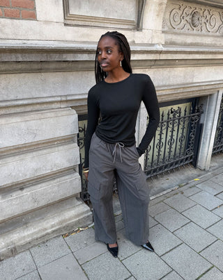 T-SHIRT LONG AJUSTÉ TRANSPARENT NOIR