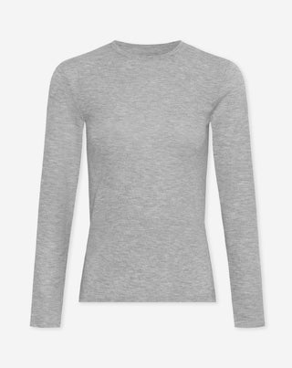 T-SHIRT LONG À MANCHES LONGUES AJUSTÉ TRANSPARENT GRIS MÉLANGE