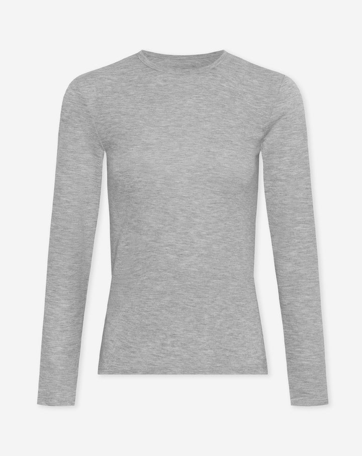 T-SHIRT LONG À MANCHES LONGUES AJUSTÉ TRANSPARENT GRIS MÉLANGE
