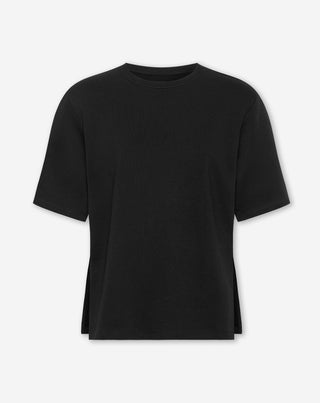 T-SHIRT À MANCHES COURTES AVEC FENTE BOXY NOIR