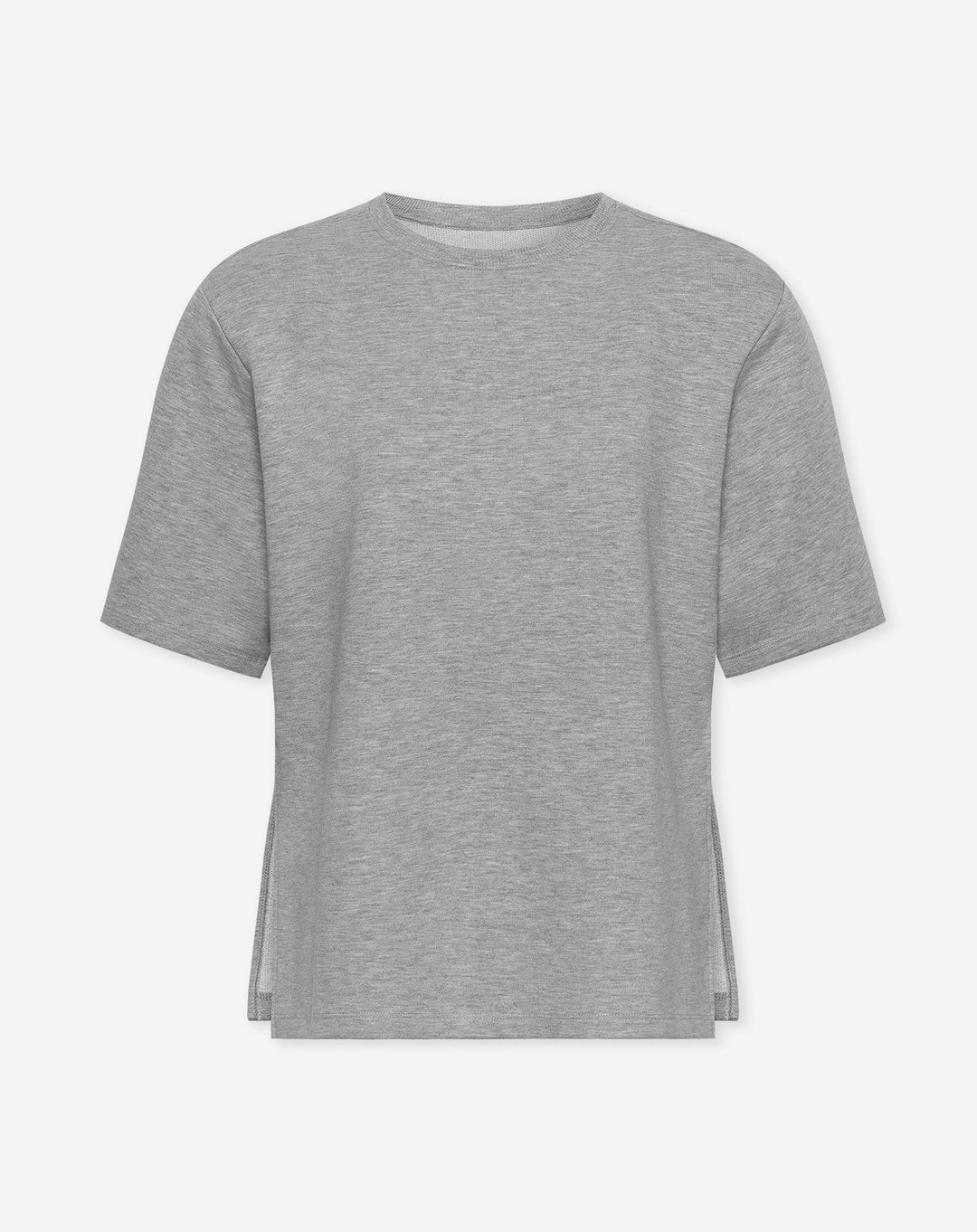 T-SHIRT À MANCHES COURTES BOXY EN MOUSSE GRISE MÉLANGE