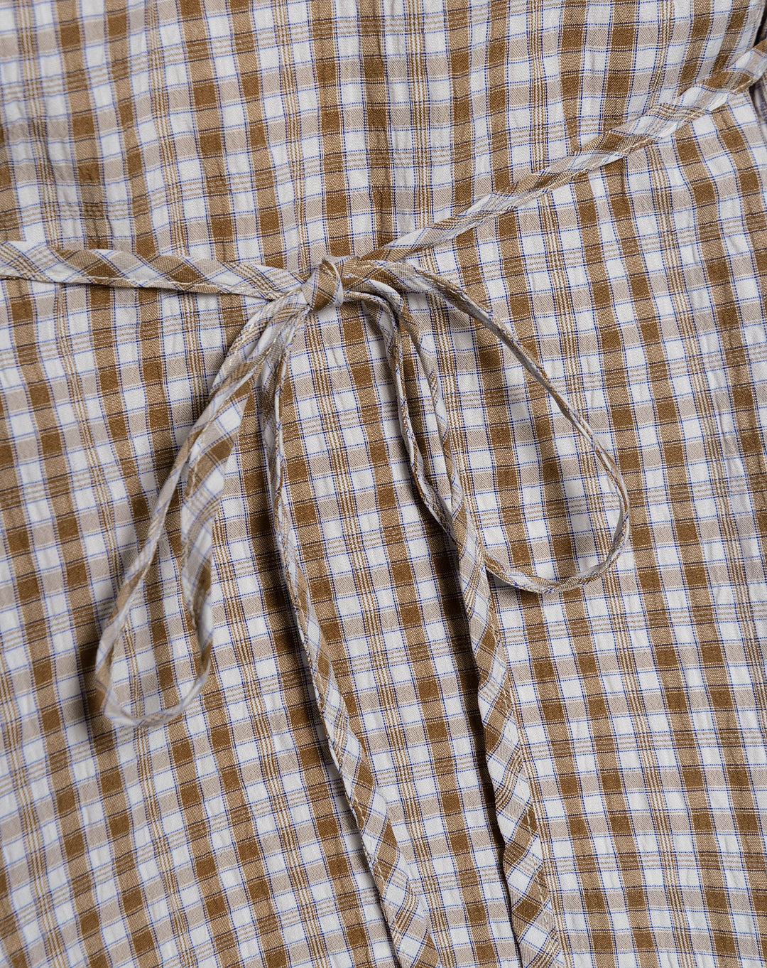 BLOUSE À ÉPAULETTES À CARREAUX BRUN