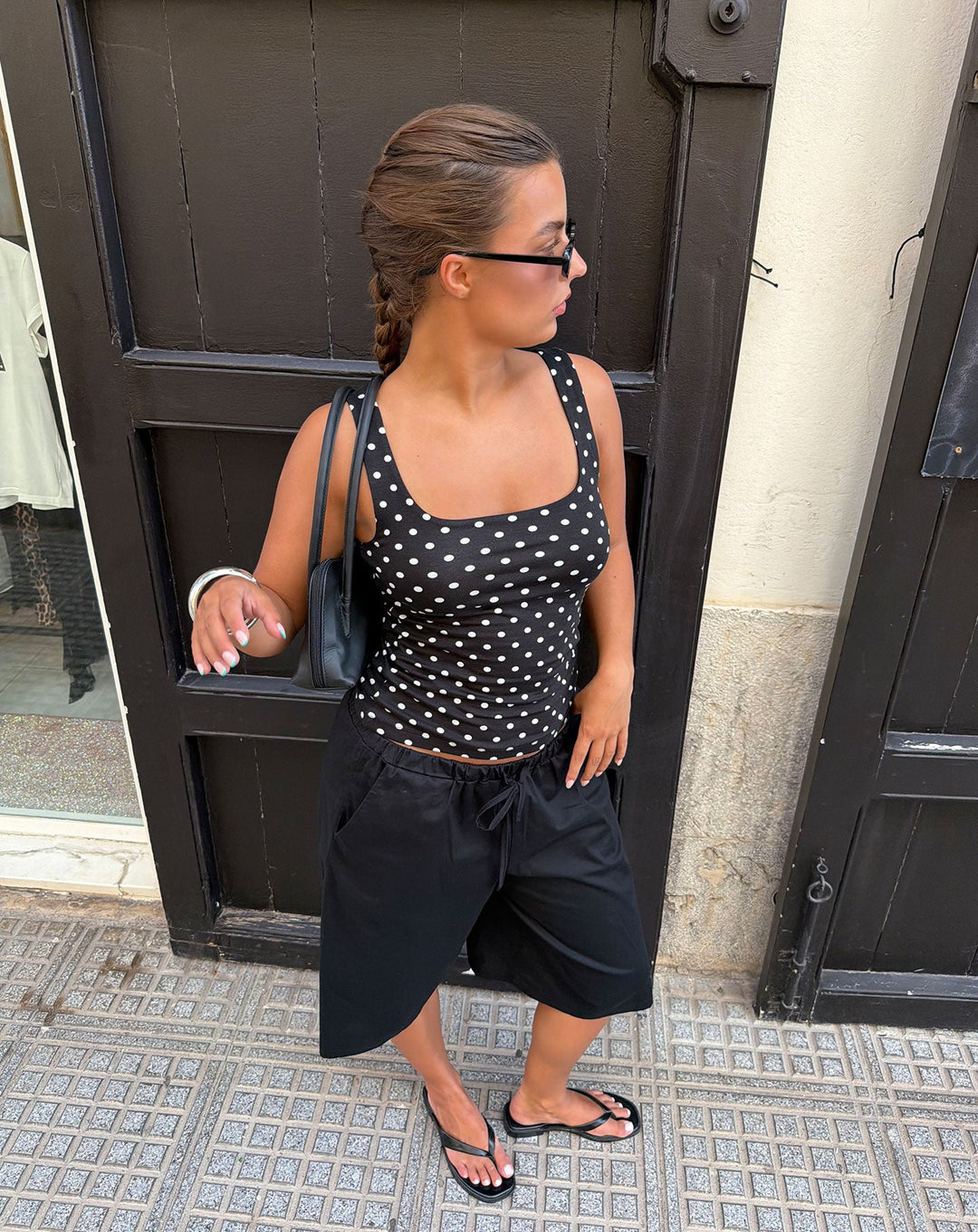 SINGLET À COL CARRE NOIR