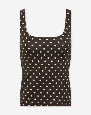 SINGLET À COL CARRE DOT BRUN