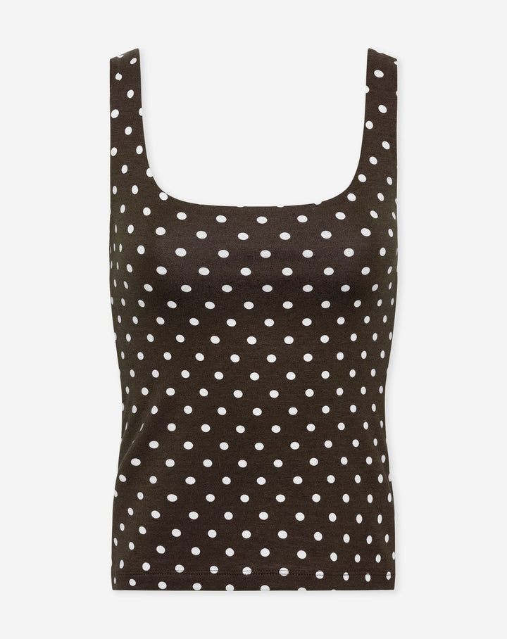 SINGLET À COL CARRE DOT BRUN