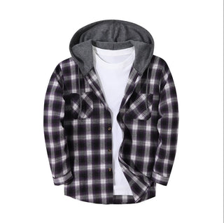 BRYNOUVELLE | VESTE À CAPUCHE À CARREAUX POUR HOMMES