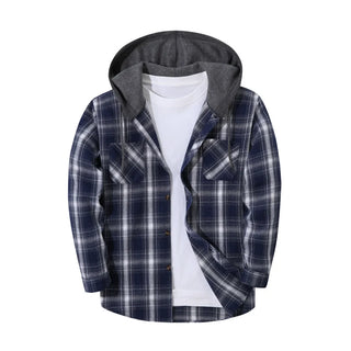 BRYNOUVELLE | VESTE À CAPUCHE À CARREAUX POUR HOMMES