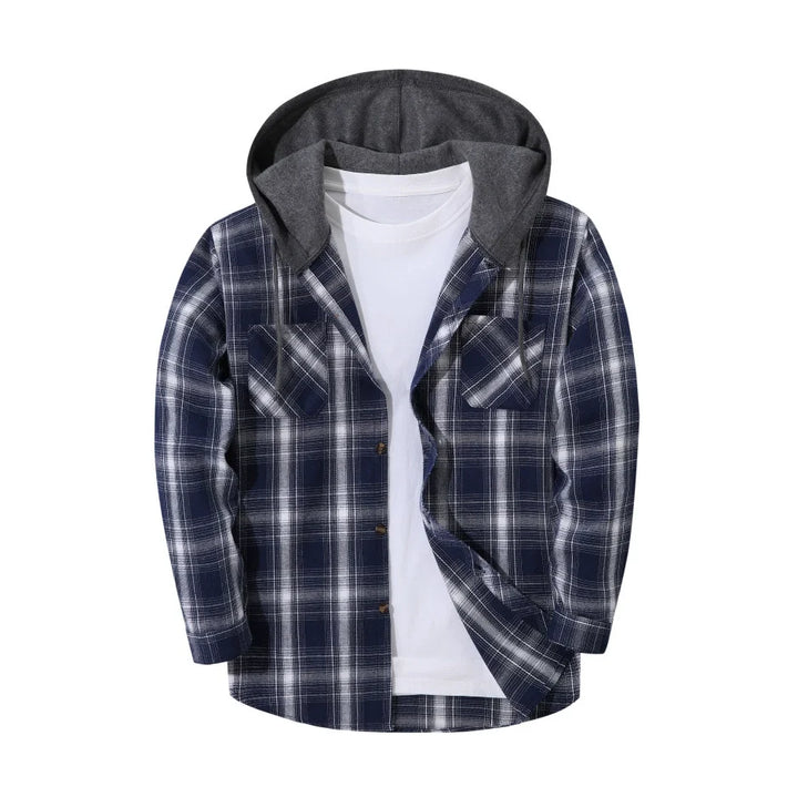 BRYNOUVELLE | VESTE À CAPUCHE À CARREAUX POUR HOMMES
