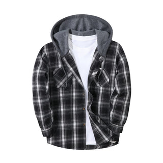 BRYNOUVELLE | VESTE À CAPUCHE À CARREAUX POUR HOMMES