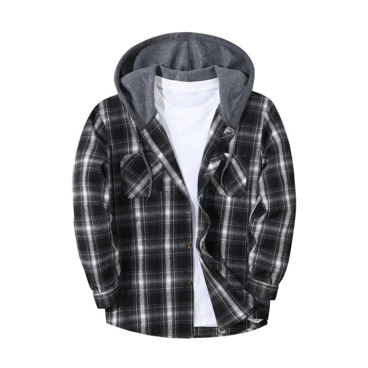 BRYNOUVELLE | VESTE À CAPUCHE À CARREAUX POUR HOMMES