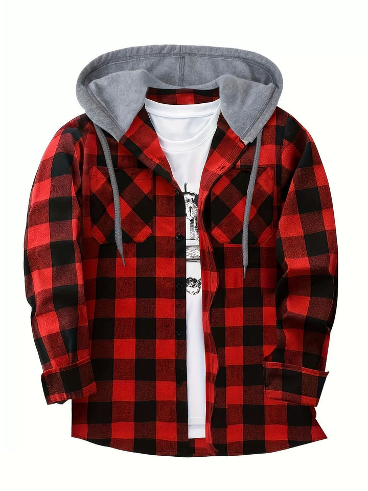 BRYNOUVELLE | VESTE À CAPUCHE À CARREAUX POUR HOMMES