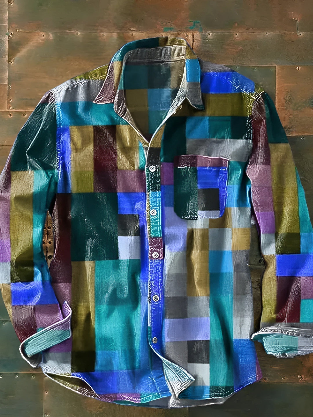 Eric | Chemise patchwork de haute qualité – Style unique et coupe confortable