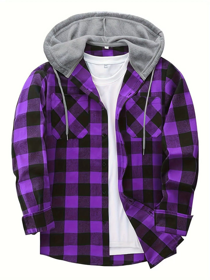 BRYNOUVELLE | VESTE À CAPUCHE À CARREAUX POUR HOMMES