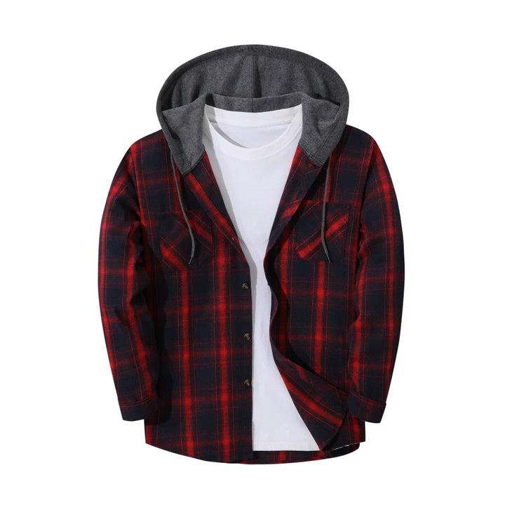 BRYNOUVELLE | VESTE À CAPUCHE À CARREAUX POUR HOMMES