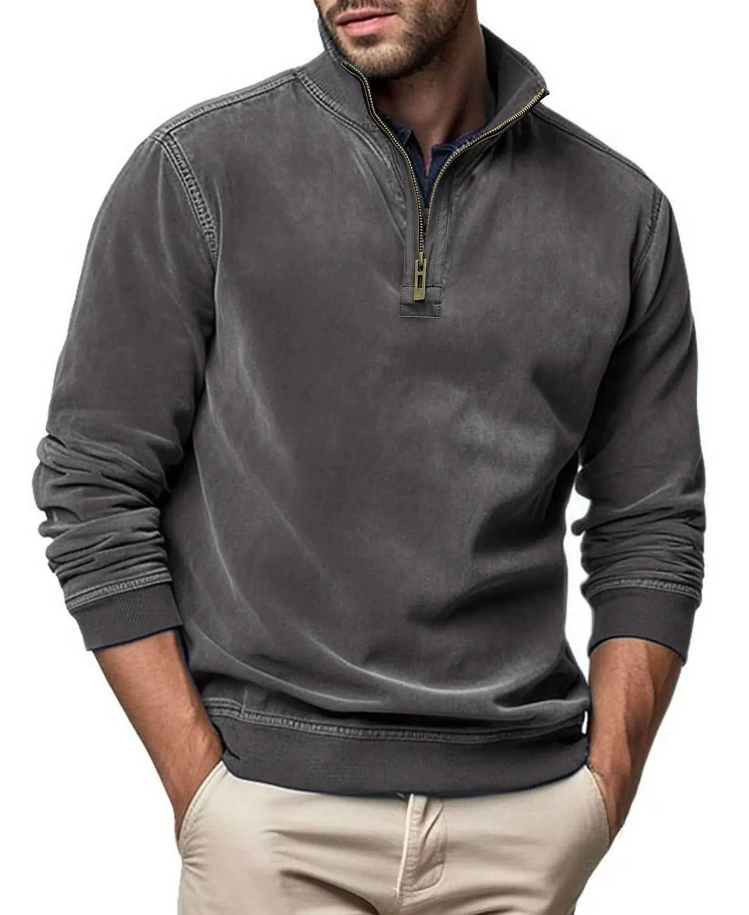 BRYNOUVELLE | Pull en Maille Homme avec Demi-Fermeture Éclair