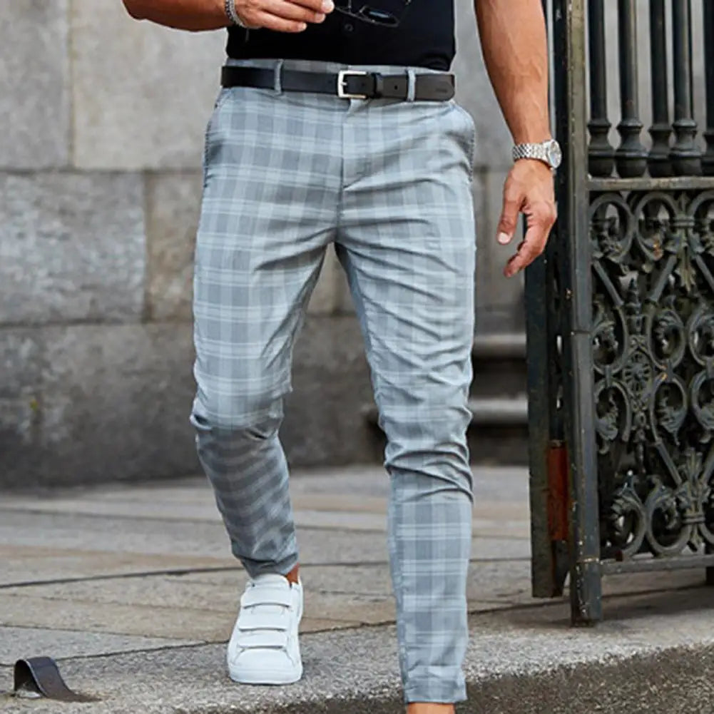 Pantalon Décontracté À Carreaux Pour Homme
