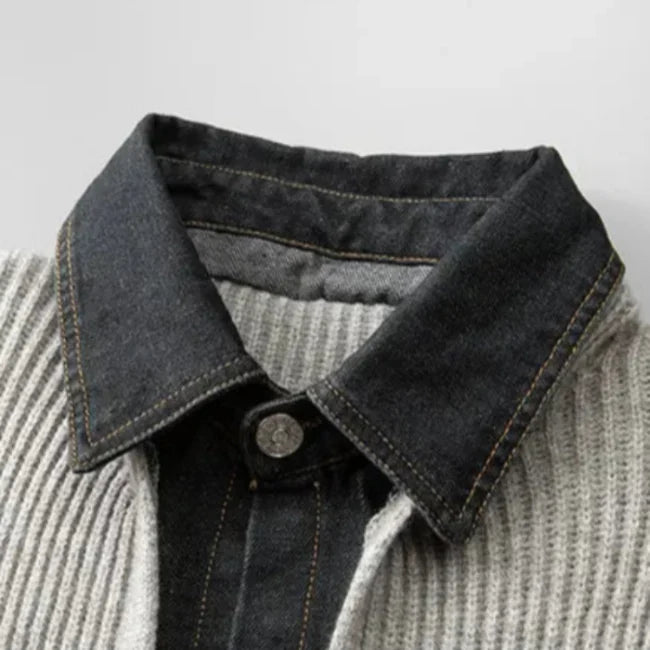 BRYNOUVELLE | Veste en Denim et Tricot pour Hommes