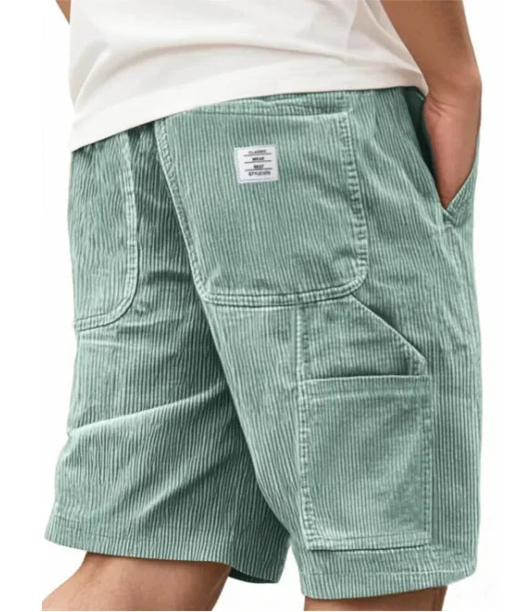 BRYNOUVELLE | SHORTS CARGO EN VELOURS CÔTELÉ POUR HOMMES
