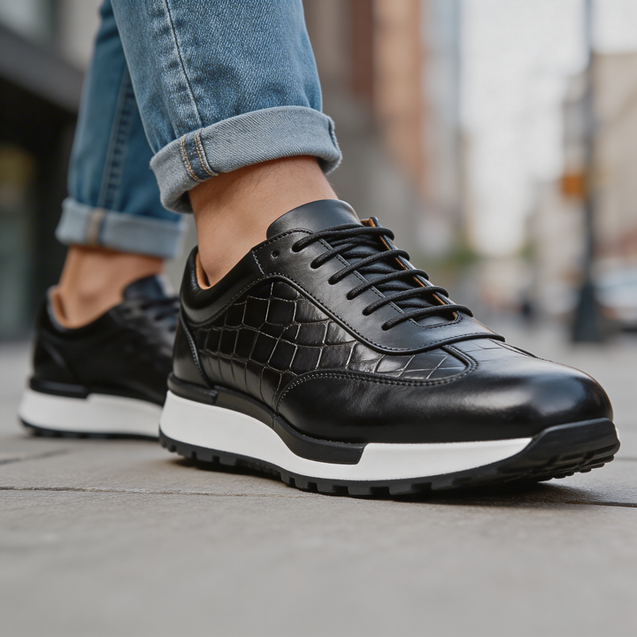 BRYNOUVELLE | Baskets en Cuir Texturé pour Hommes