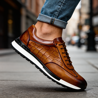 BRYNOUVELLE | Baskets en Cuir Texturé pour Hommes