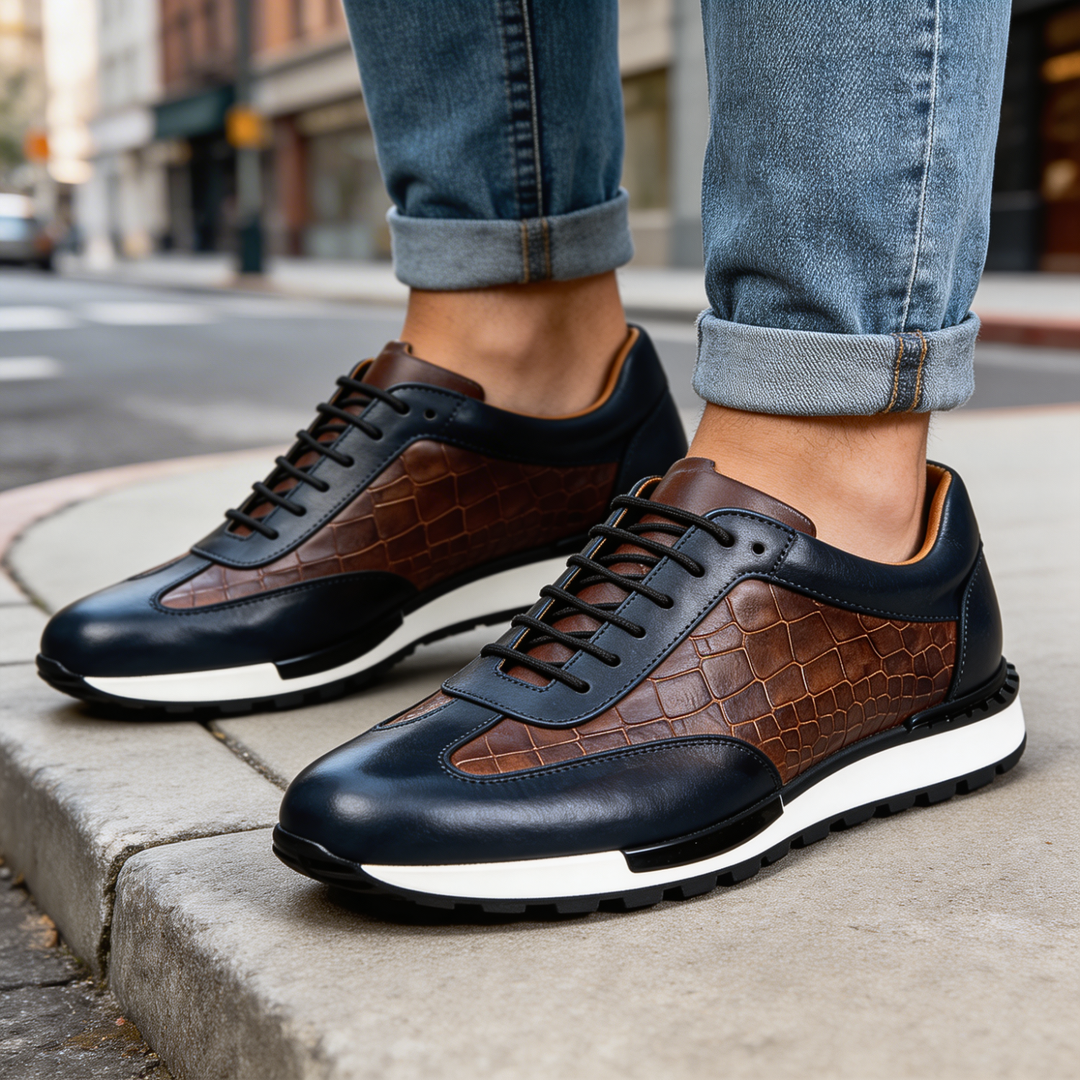 BRYNOUVELLE | Baskets en Cuir Texturé pour Hommes