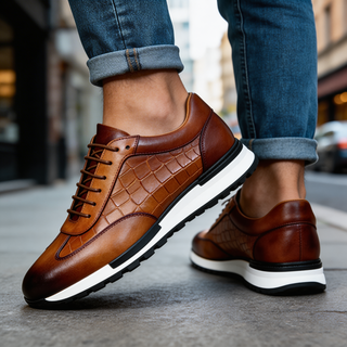 BRYNOUVELLE | Baskets en Cuir Texturé pour Hommes