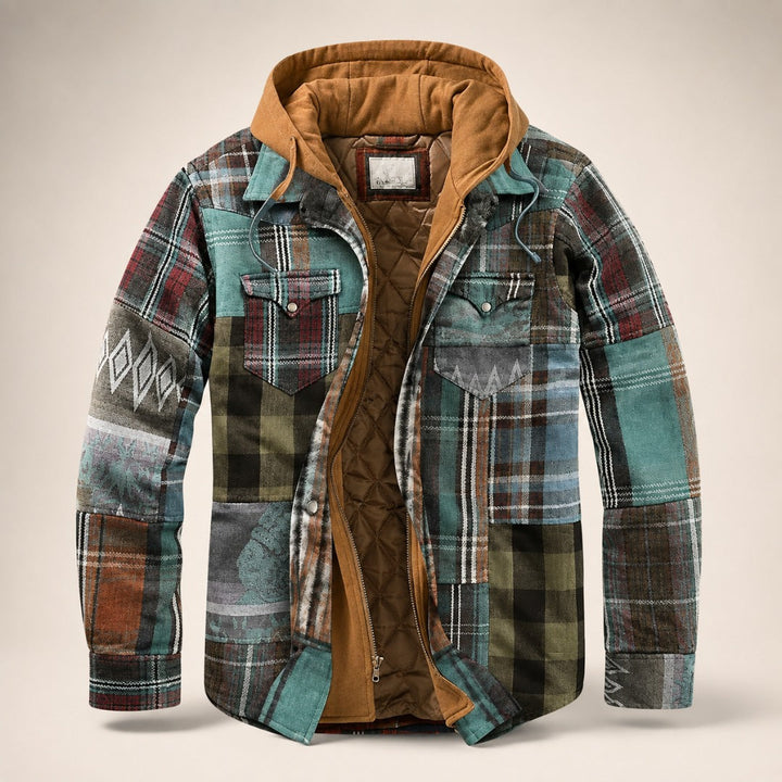 BRYNOUVELLE | VESTE À CARREAUX EN PATCHWORK POUR HOMMES