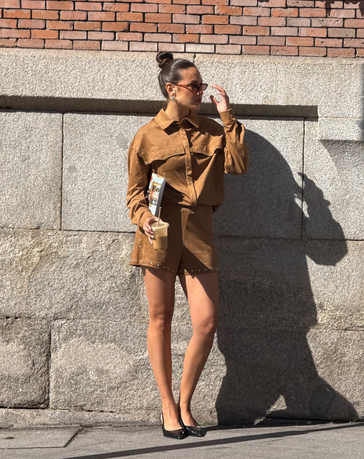BLOUSE EN SUEDE ROWAN CAMEL