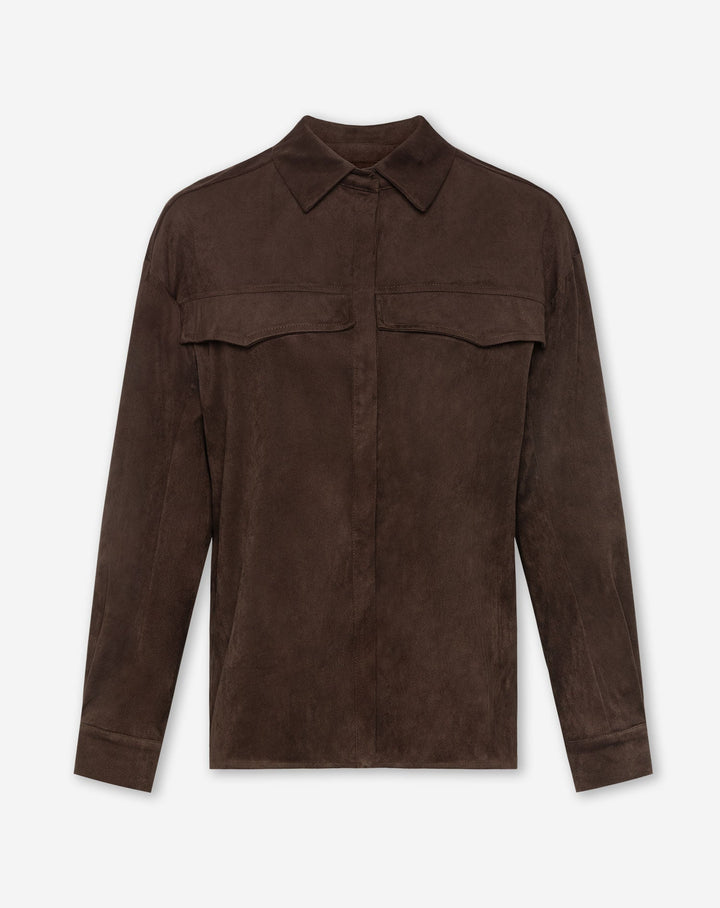 BLOUSE EN SUEDE ROWAN MARRON FONCÉ