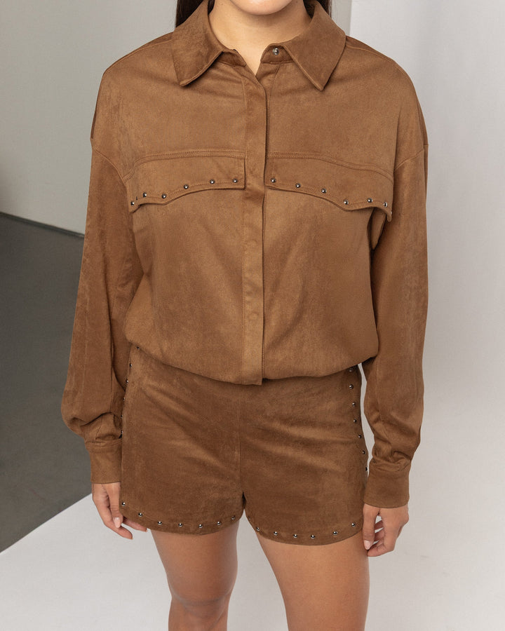 BLOUSE EN SUEDE ROWAN CAMEL