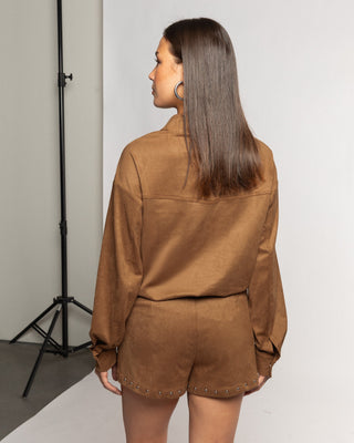 BLOUSE EN SUEDE ROWAN CAMEL