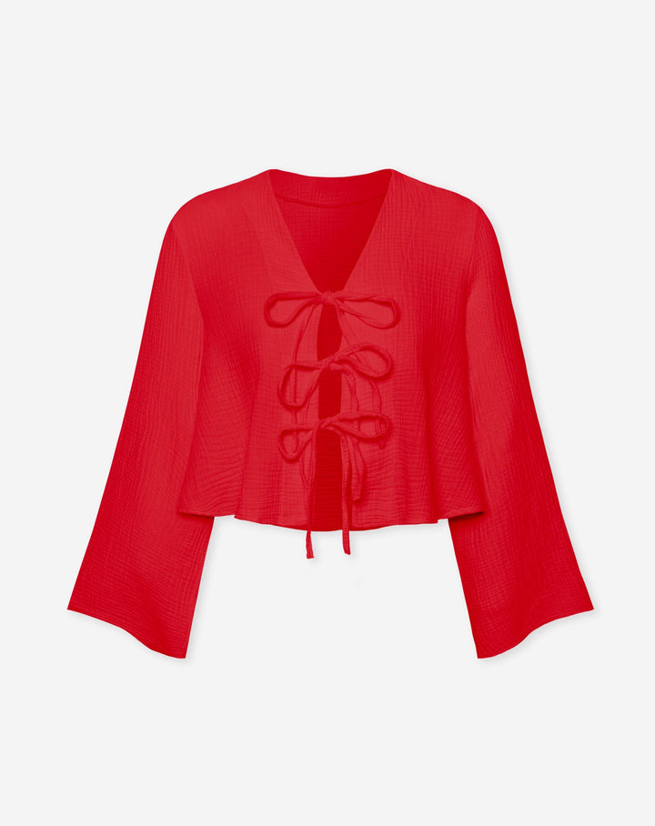 TOP EN MOUSSELINE ROUGE TARA