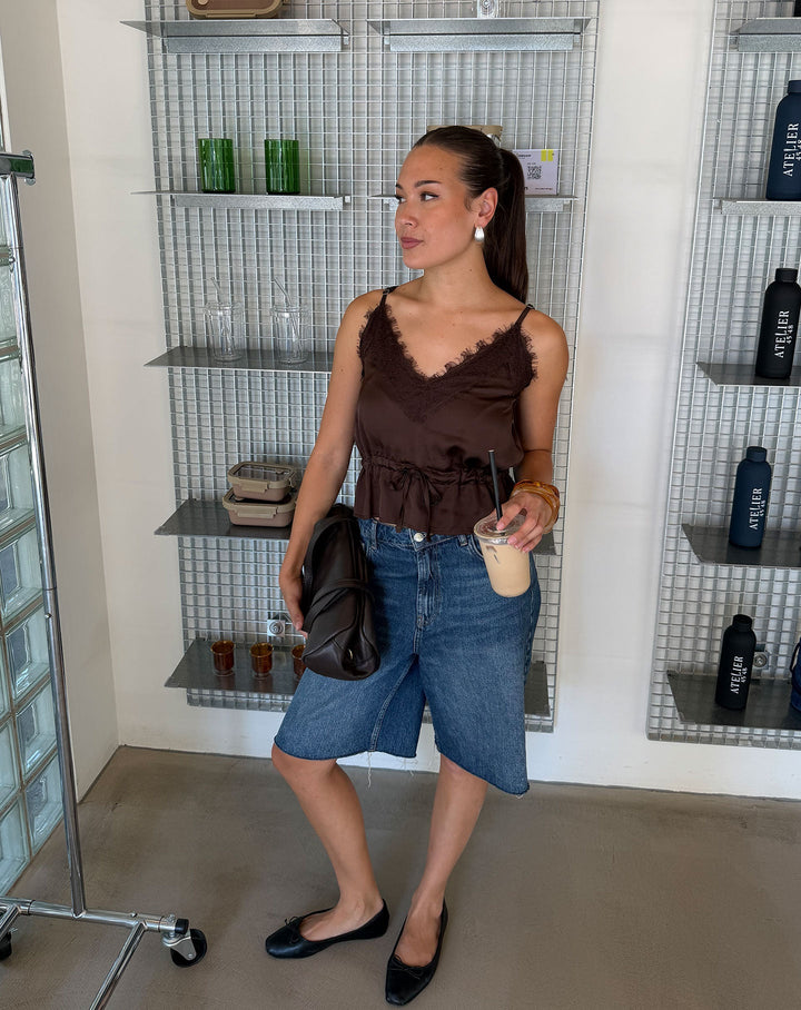 TOP CAMI EN LACE FENNA MARRON