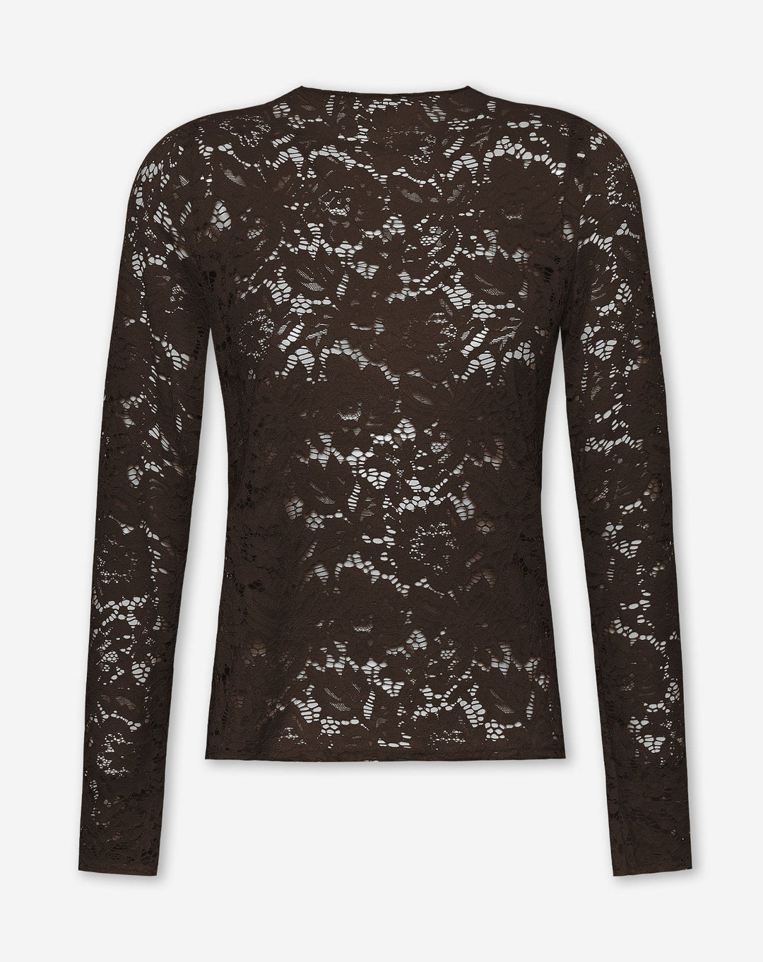 HAUT EN DENTELLE FLEURI BRUN