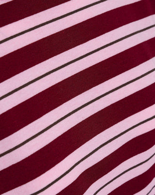 T-SHIRT À MANCHES LONGUES À ÉPAULES REMBOURRÉES STRIPE BOURGOGNE