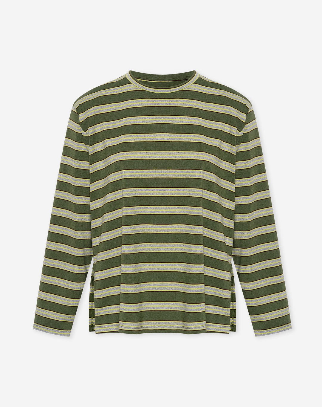 T-SHIRT LONG À MANCHES LONGUES À ÉPAULES REMBOURRÉES STRIPE VERT