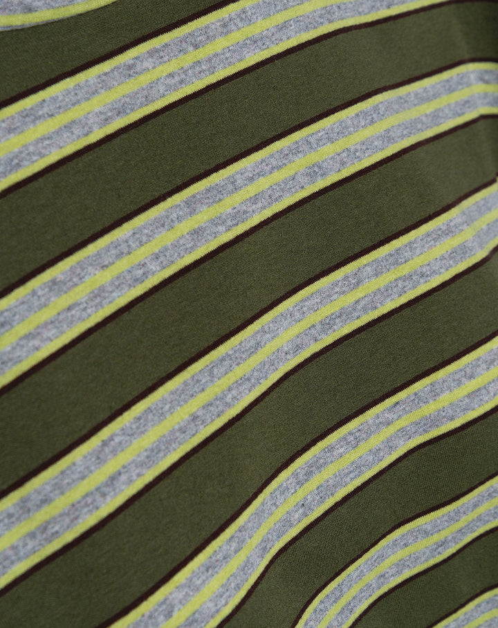 T-SHIRT LONG À MANCHES LONGUES À ÉPAULES REMBOURRÉES STRIPE VERT