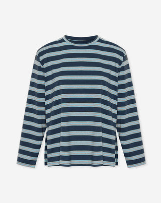 T-SHIRT À MANCHES LONGUES AVEC ÉPAULES REMBOURRÉES MARINE