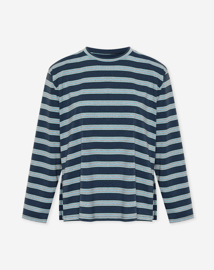 T-SHIRT À MANCHES LONGUES AVEC ÉPAULES REMBOURRÉES MARINE