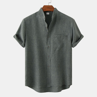 BRYNOUVELLE | CHEMISE EN COTON UNIE AVEC BOUTONS