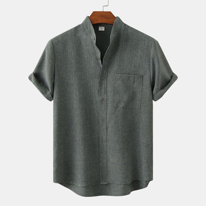 BRYNOUVELLE | CHEMISE EN COTON UNIE AVEC BOUTONS