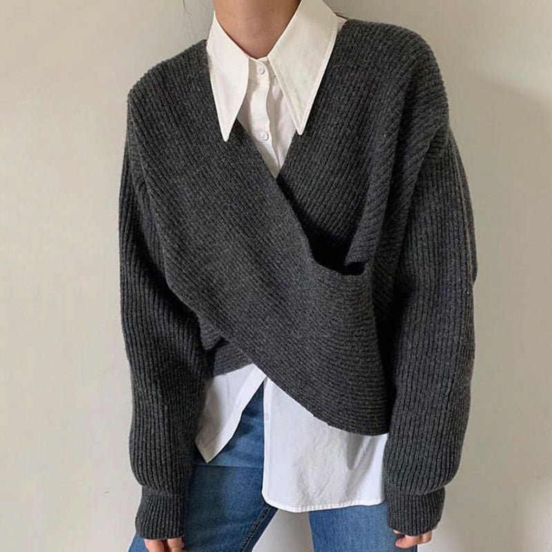 Pull chic en maille croisée Ninon