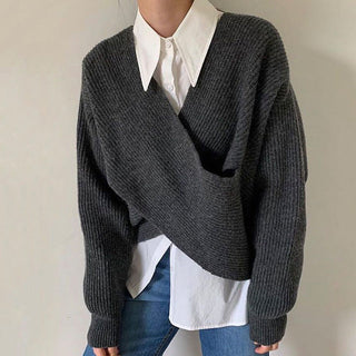 Pull chic en maille croisée Ninon