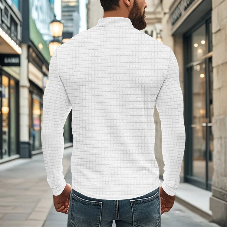 BRYNOUVELLE | HOMME SWEAT-SHIRT RÉTRO À CARREAUX AVEC DEMI-FERMETURE ÉCLAIR