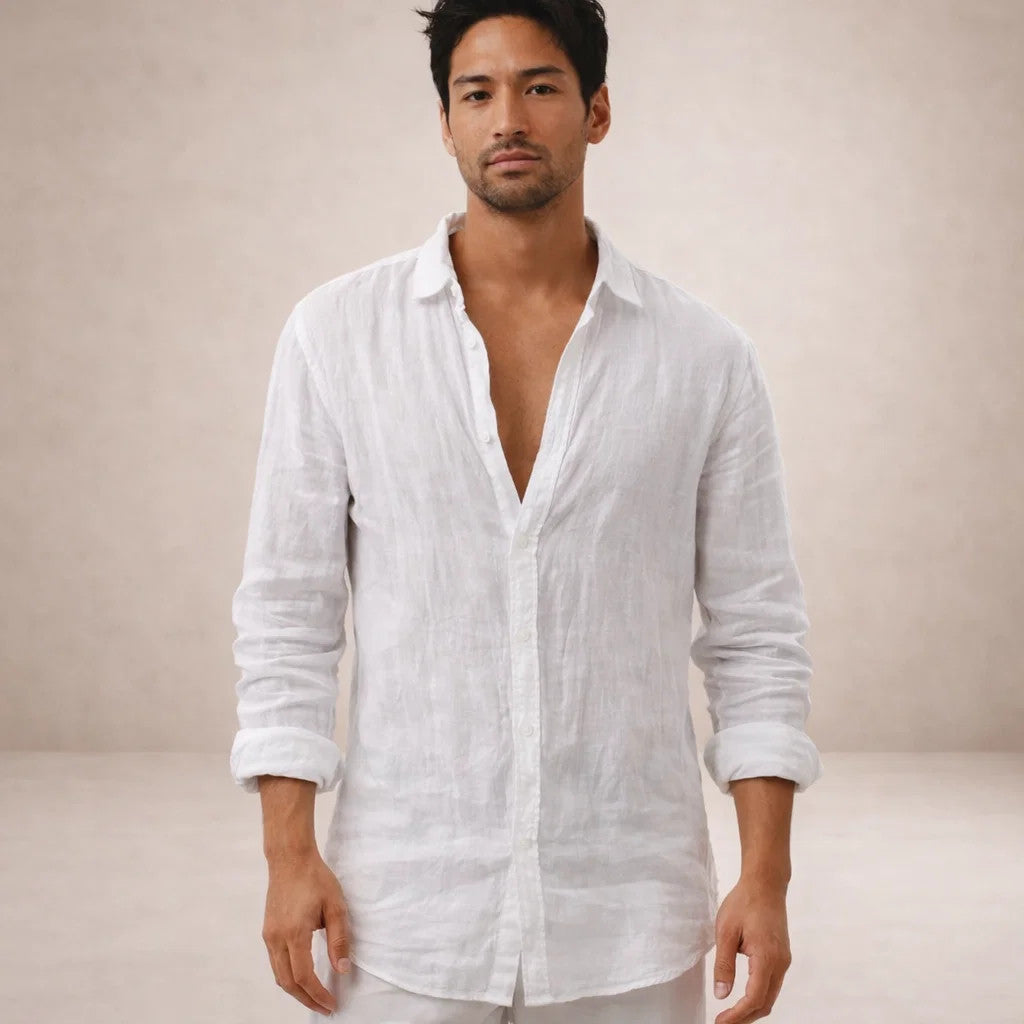 BRYNOUVELLE | Chemise en Lin à Col Ouvert pour Homme