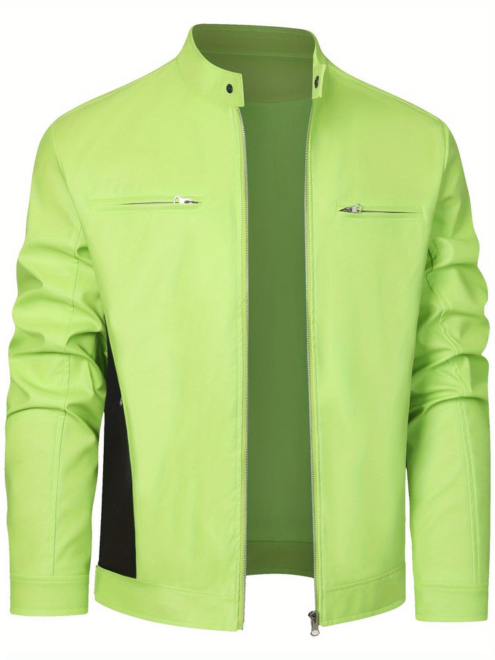 BRYNOUVELLE | VESTE EN PU À FERMETURE ÉCLAIR POUR HOMMES