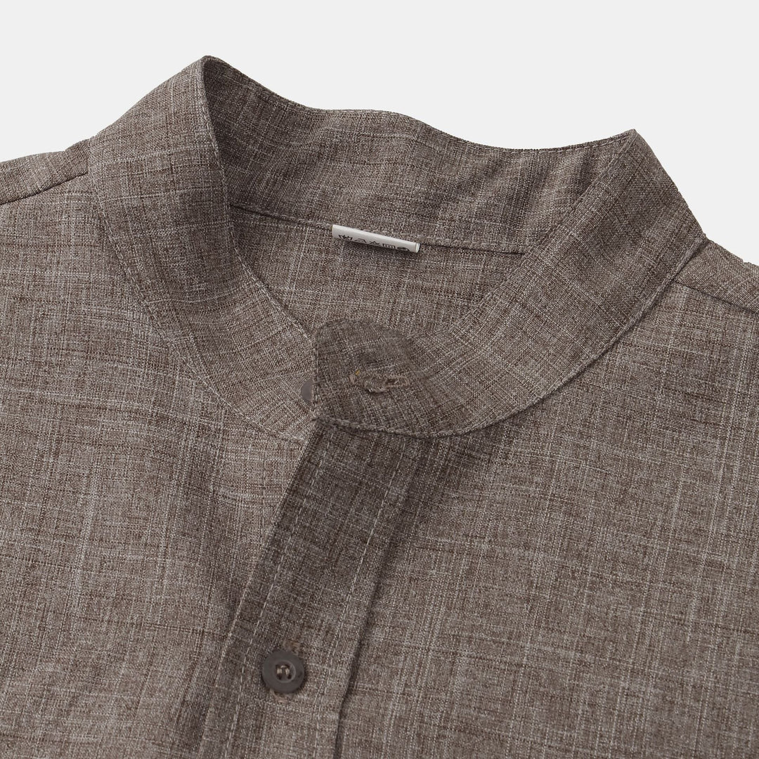BRYNOUVELLE | CHEMISE EN COTON UNIE AVEC BOUTONS