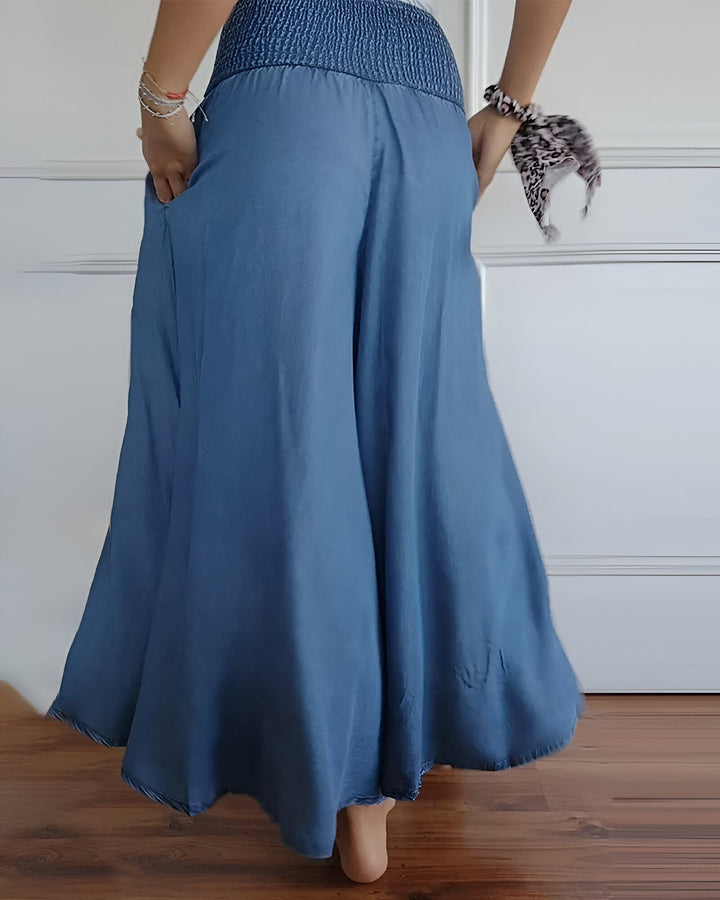 BRYNOUVELLE | Pantalon large pour femme avec taille smockée
