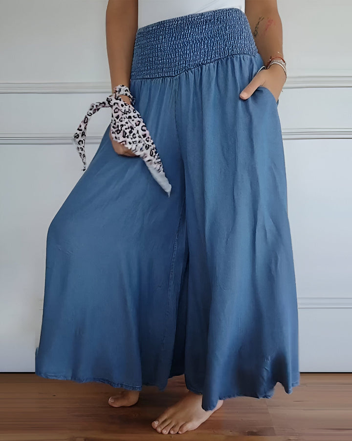 BRYNOUVELLE | Pantalon large pour femme avec taille smockée