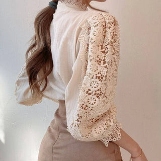 BRYNOUVELLE | Chemise à manches longues avec dentelle et détails Tove